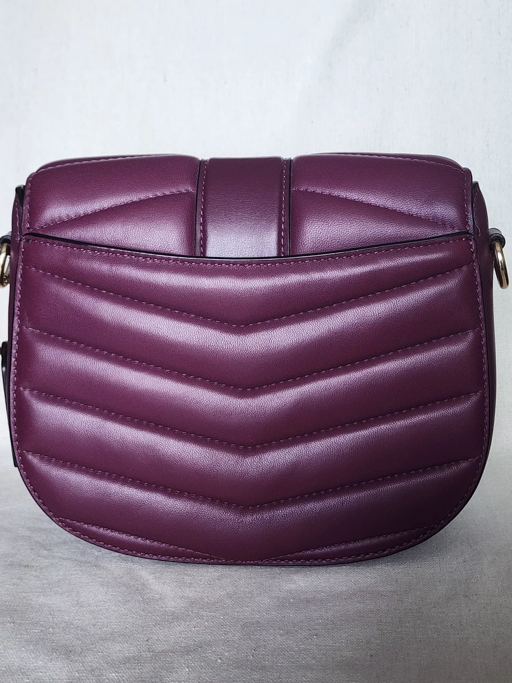 Coach Puffy Quilted Georgie Saddle Crossbody Bag in Rare Boysenberry